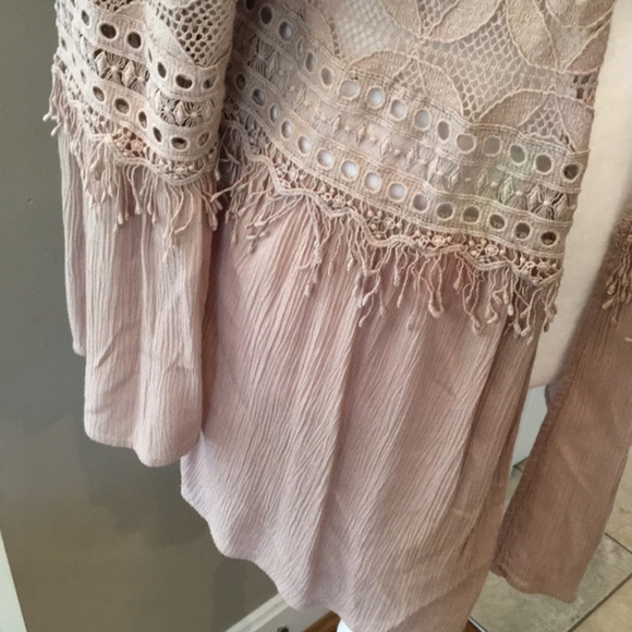 Crochet Lace Jacket, Fringe Lace, Bell Sleeves, Kimono, Tunic, Duster - Picture 2 of 6